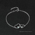 925 Sterling Silber zwei verbundene Herzen Armbänder Schmuck Geschenk für Frauen